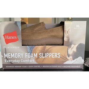 NIB Hanes Platinum Mens Memory Foam Everyday Comfort Slippers XL 11-12 Tan